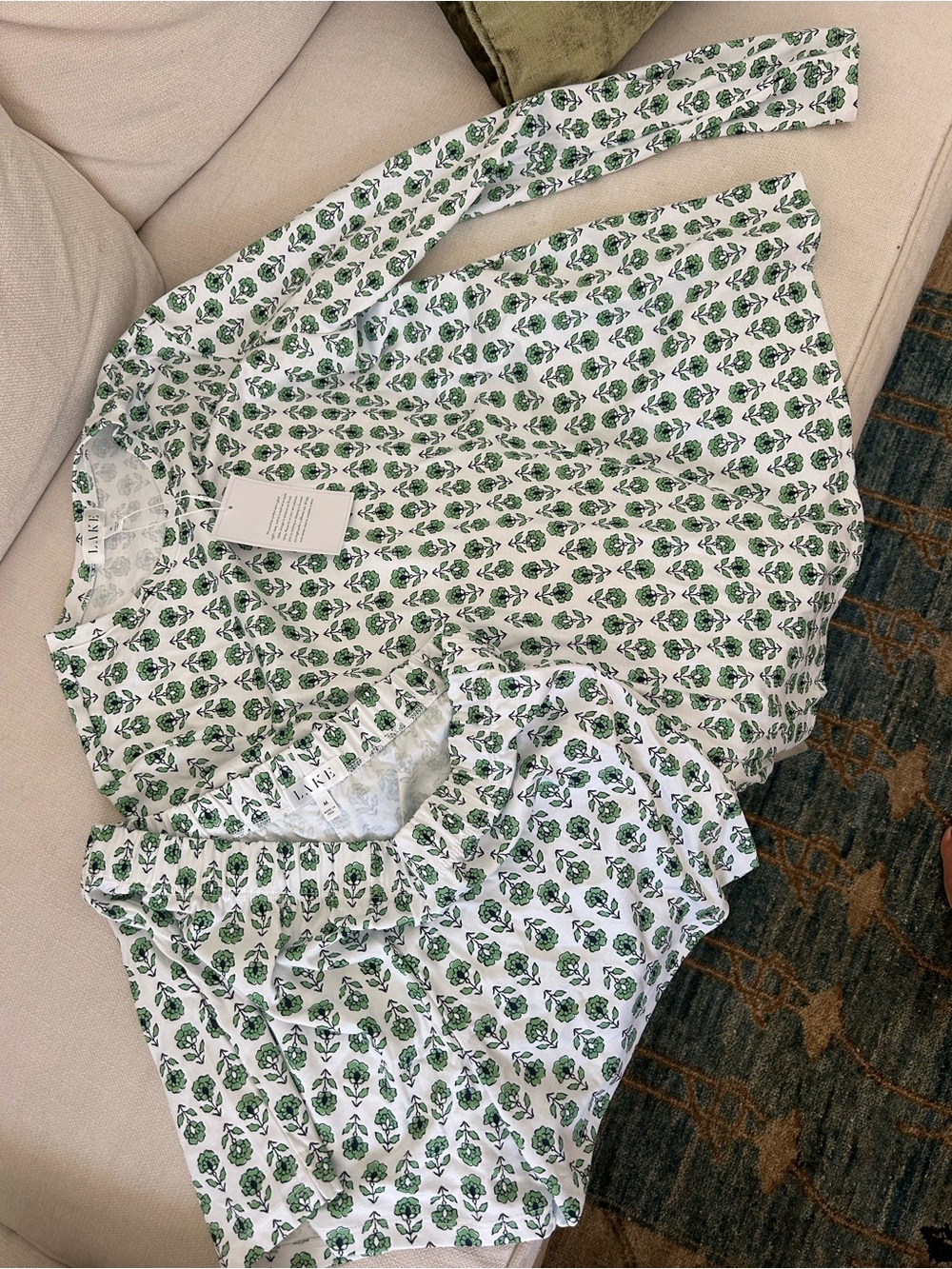 LAKE Pima Crew Long Short set in Field Green Sprig size M - Picture 3 of 3
